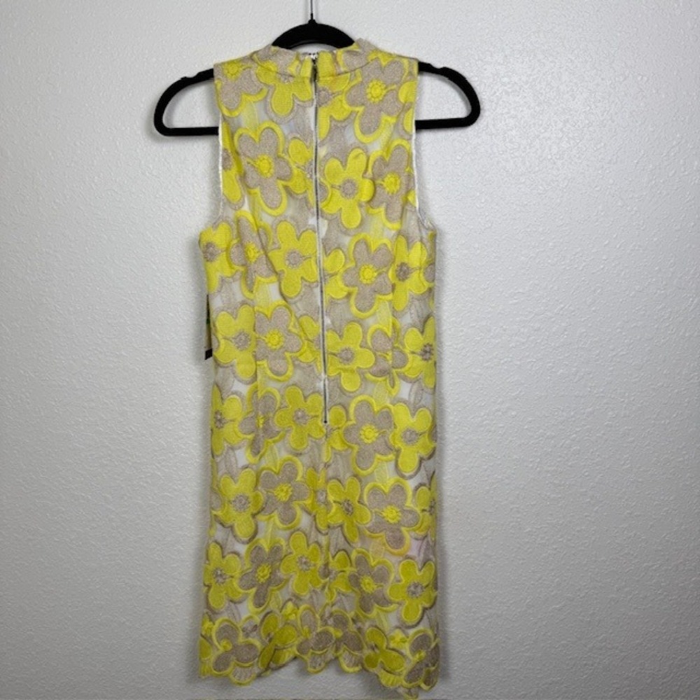 NWT Laundry by Shelli Segal Sunray Dress Floral Embroidery Yellow Taupe‎ White 8 - Picture 5 of 12